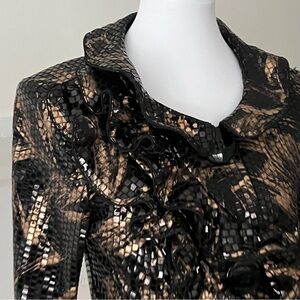 Vintage Blazer Formal Jacket Small Black Medium Evening Collar Art to Wear Shine